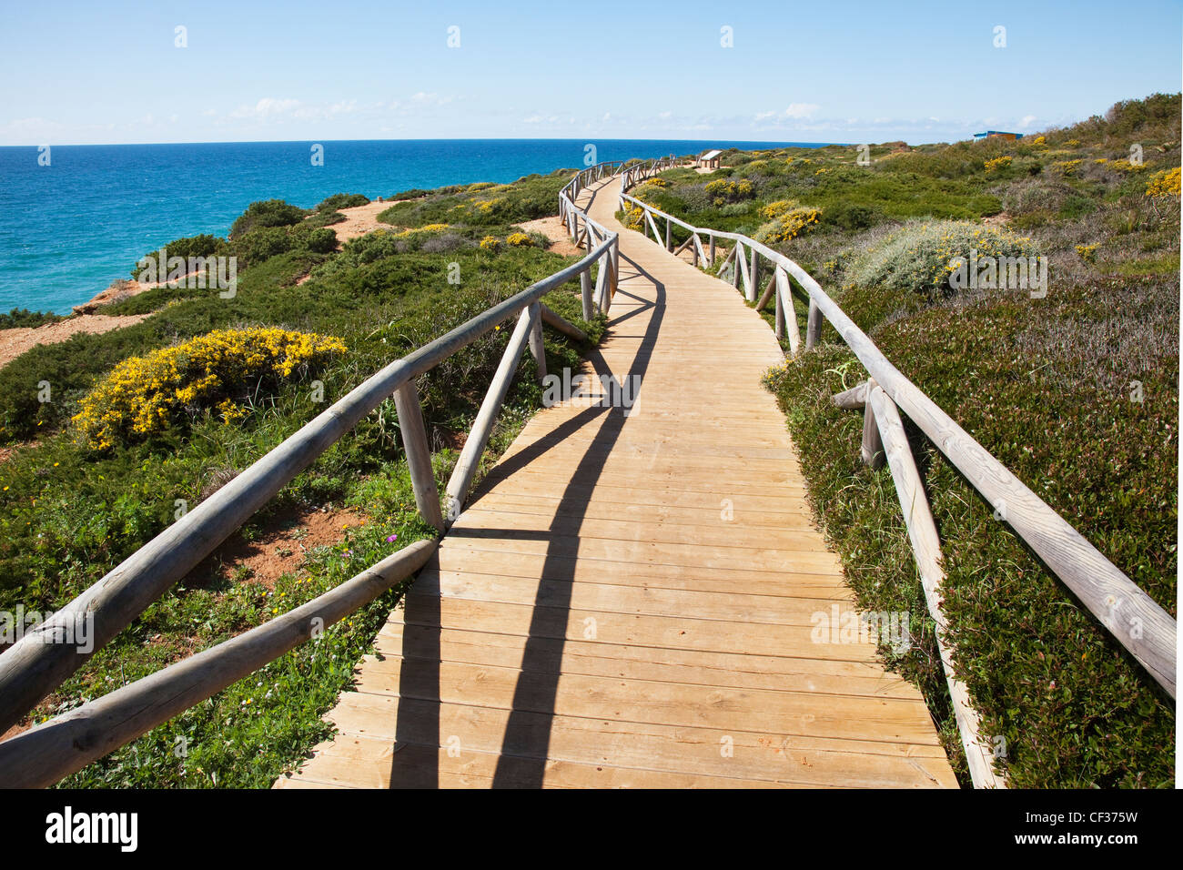 A Wooden Boardwalk Along The Coast Near Conil; Andalucia Spain Stock Photo
