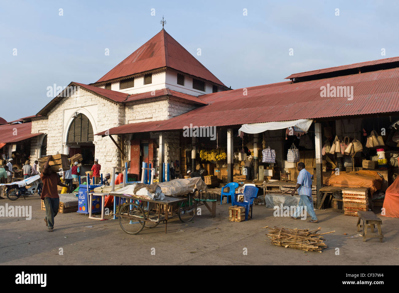 Stall outside Darajani market Stone Town Zanzibar Tanzania Stock Photo
