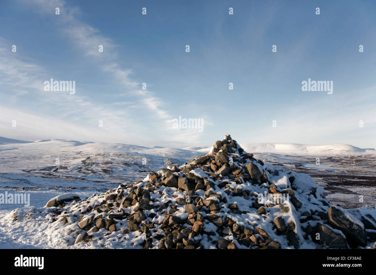 A view over Cairn on Crathie with the Cairngorms behind. Stock Photo
