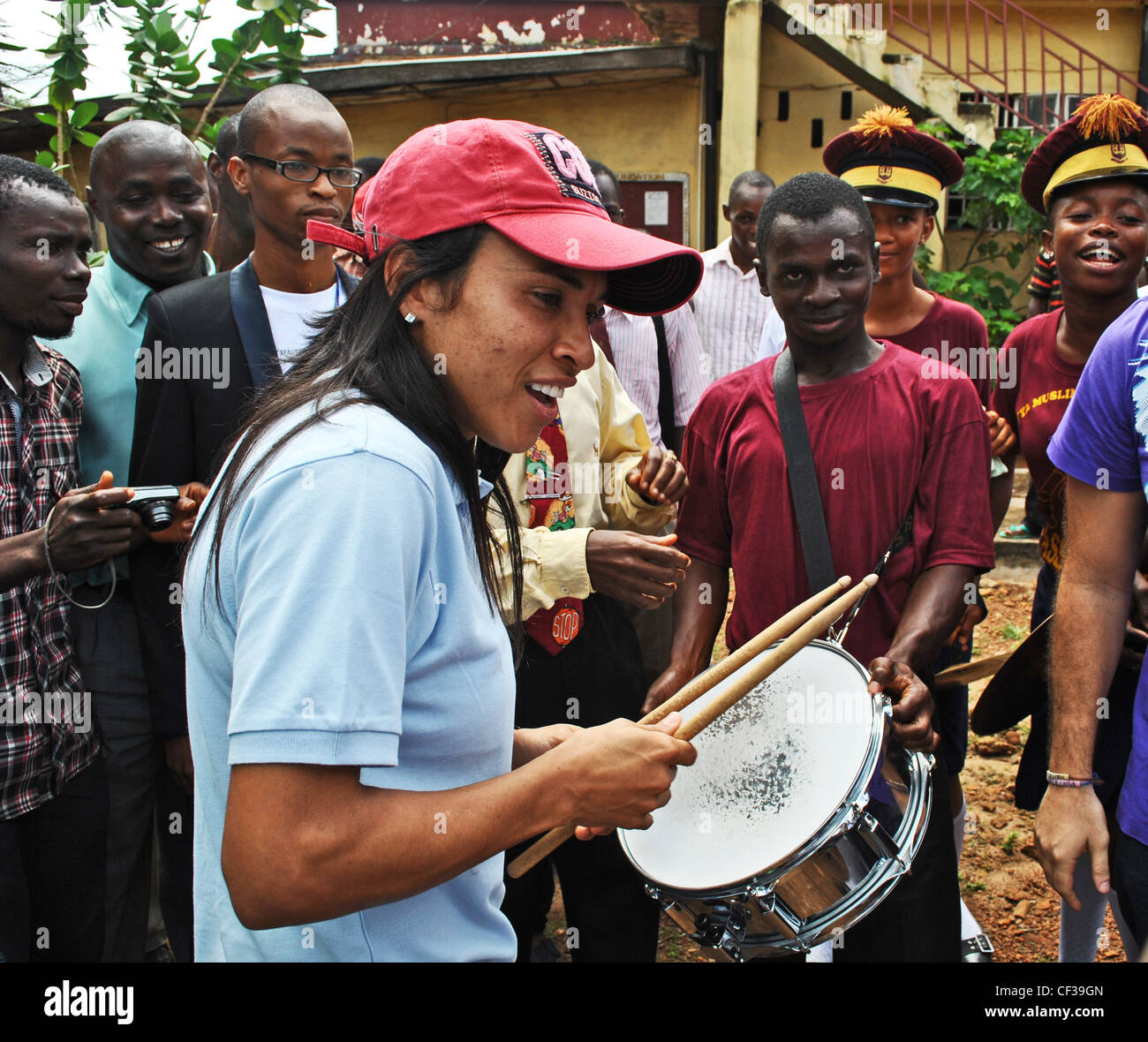 Marta Vieira da Silva - goodwill ambassador to the UNDP, campaigning for women's rights in Freetown, Sierra Leone Stock Photo