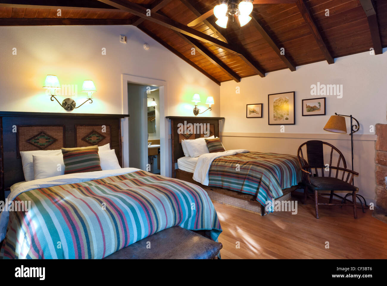 Inside Cabin 523 Zion Park Lodge Zion National Park Utah Stock