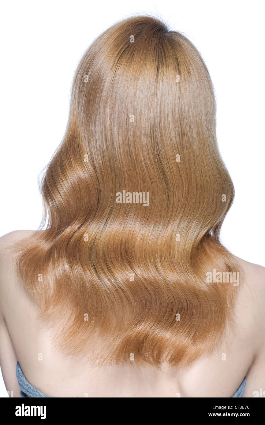 Back View Of Female With Long Wavy Fair Hair Stock Photo 43717616