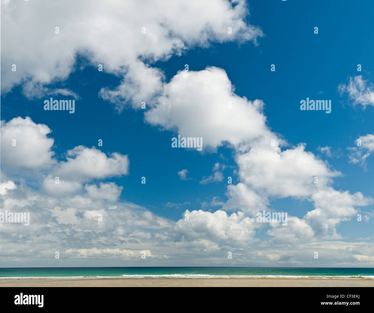 Clouds over Traigh Mhor beach in the Isle of Lewis. Stock Photo