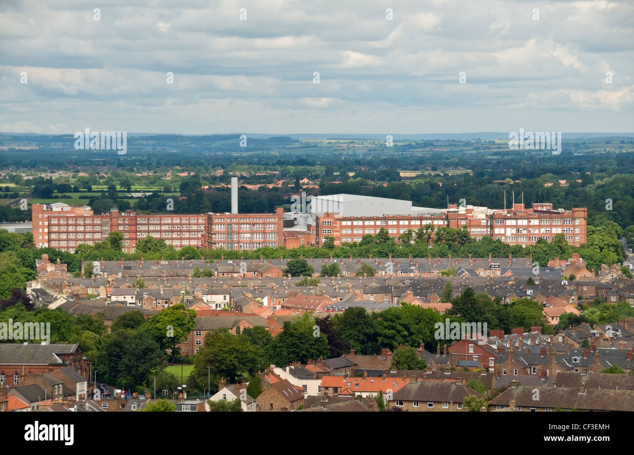 Looking towards the Rowntrees Nestle factory from York Minster. Stock Photo