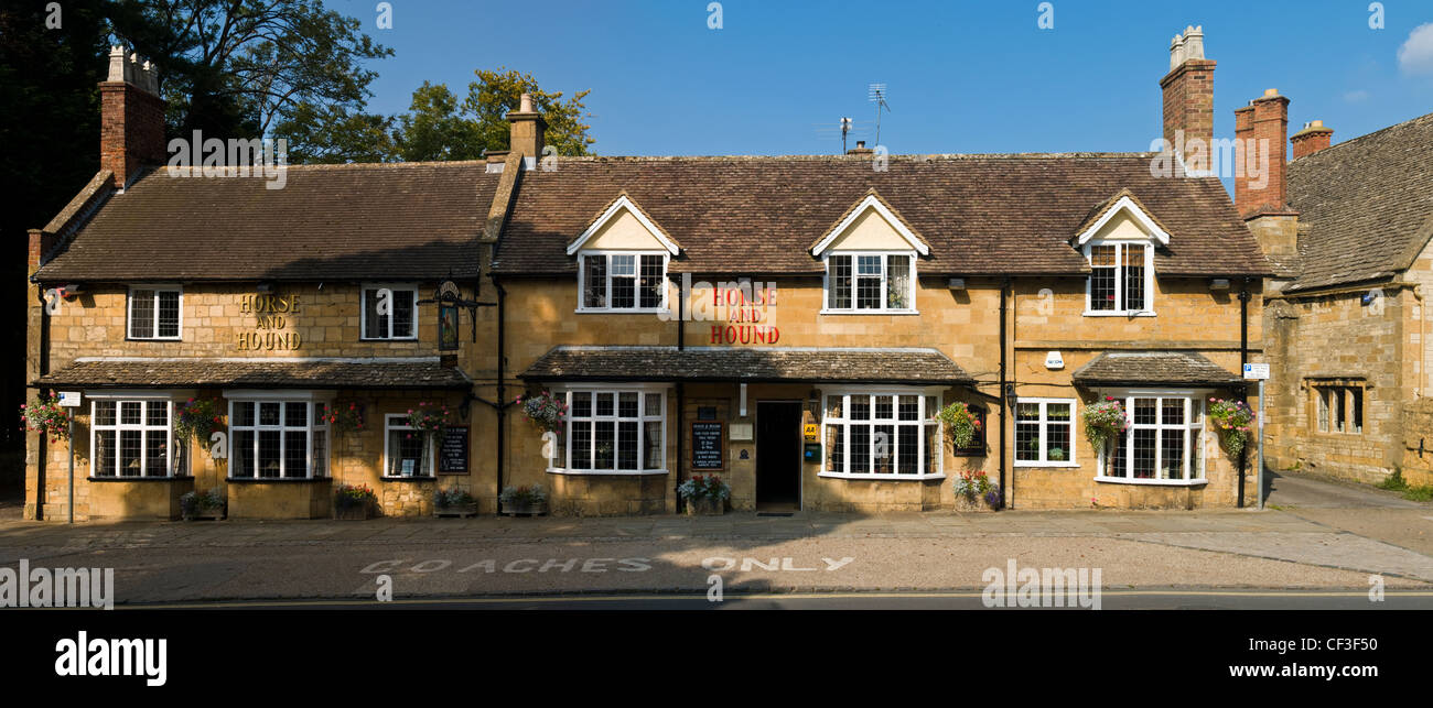 The front of a traditional pub at Broadway in Worcestershire. Stock Photo