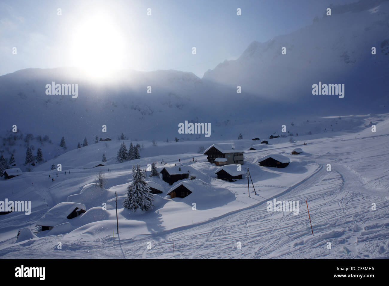 Suppenalp above Mürren, winter, Bernese alp, Switzerland Stock Photo