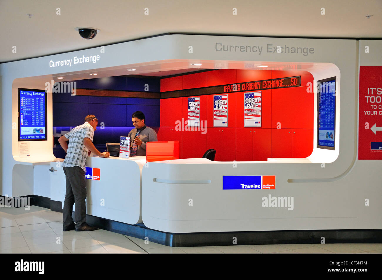 Travelex currency exchange in departure lounge, Sydney Kingsford Smith Airport, Mascot, Sydney, New South Wales, Australia Stock Photo
