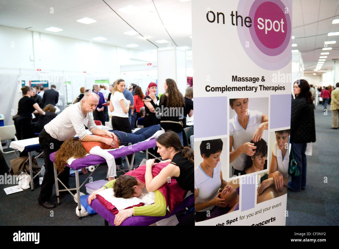 Massage and Complementary medicine therapies for Back Pain, the Back Pain show, London UK Stock Photo