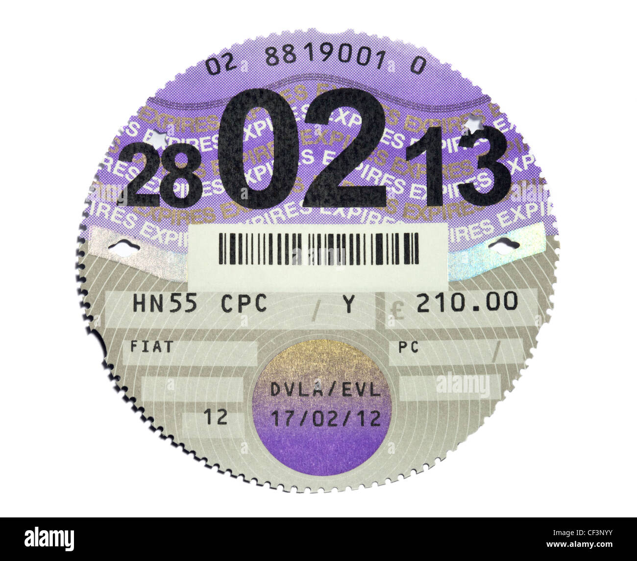 UK Car Tax Disc Stock Photo