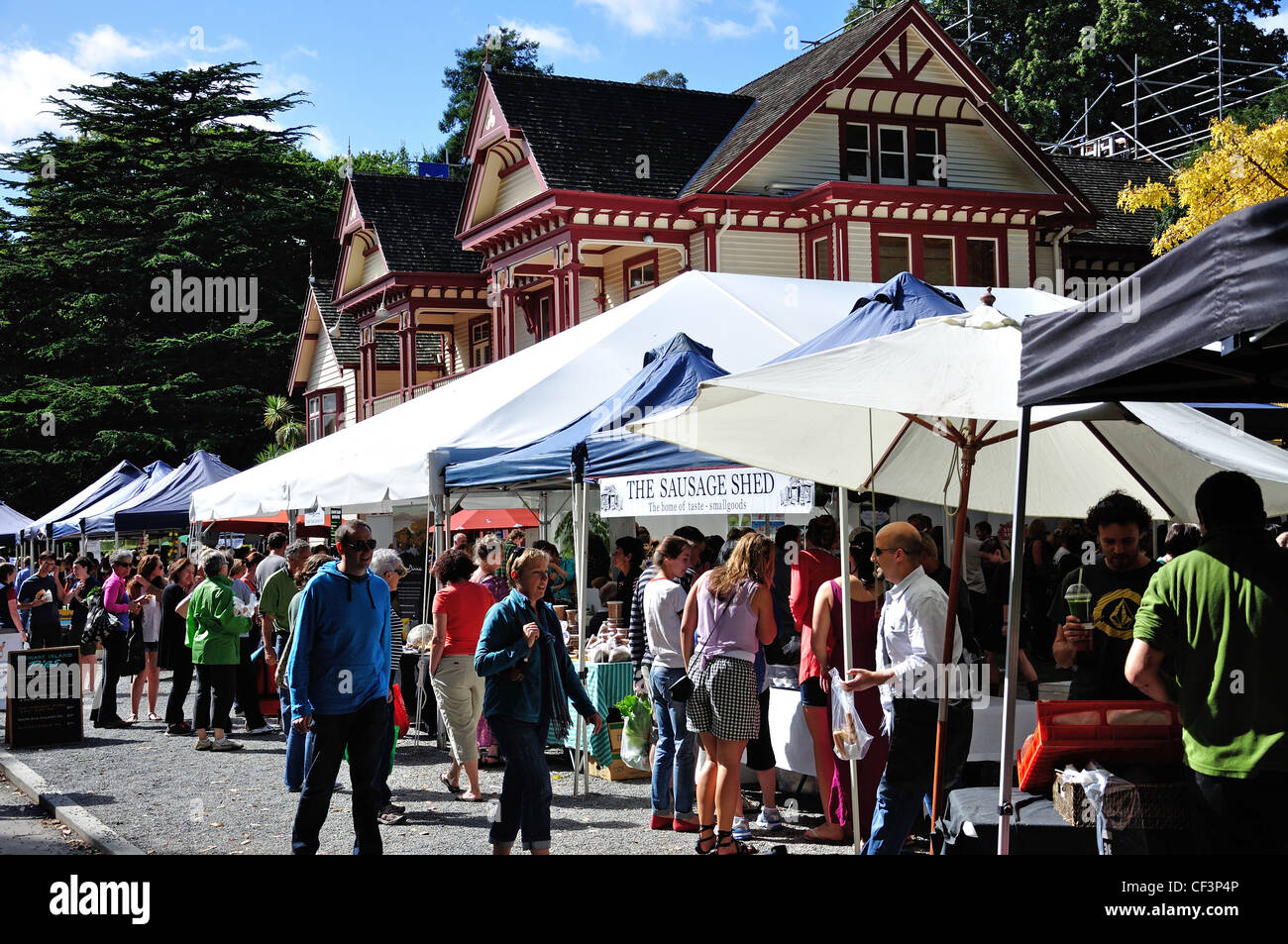 Saturday Farmer's Market, Riccarton House and gardens, Riccarton, Christchurch, Canterbury District, New Zealand Stock Photo