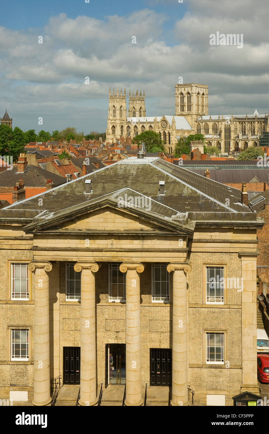 A view over the Central Methodist Church with York Minster in the background. Stock Photo