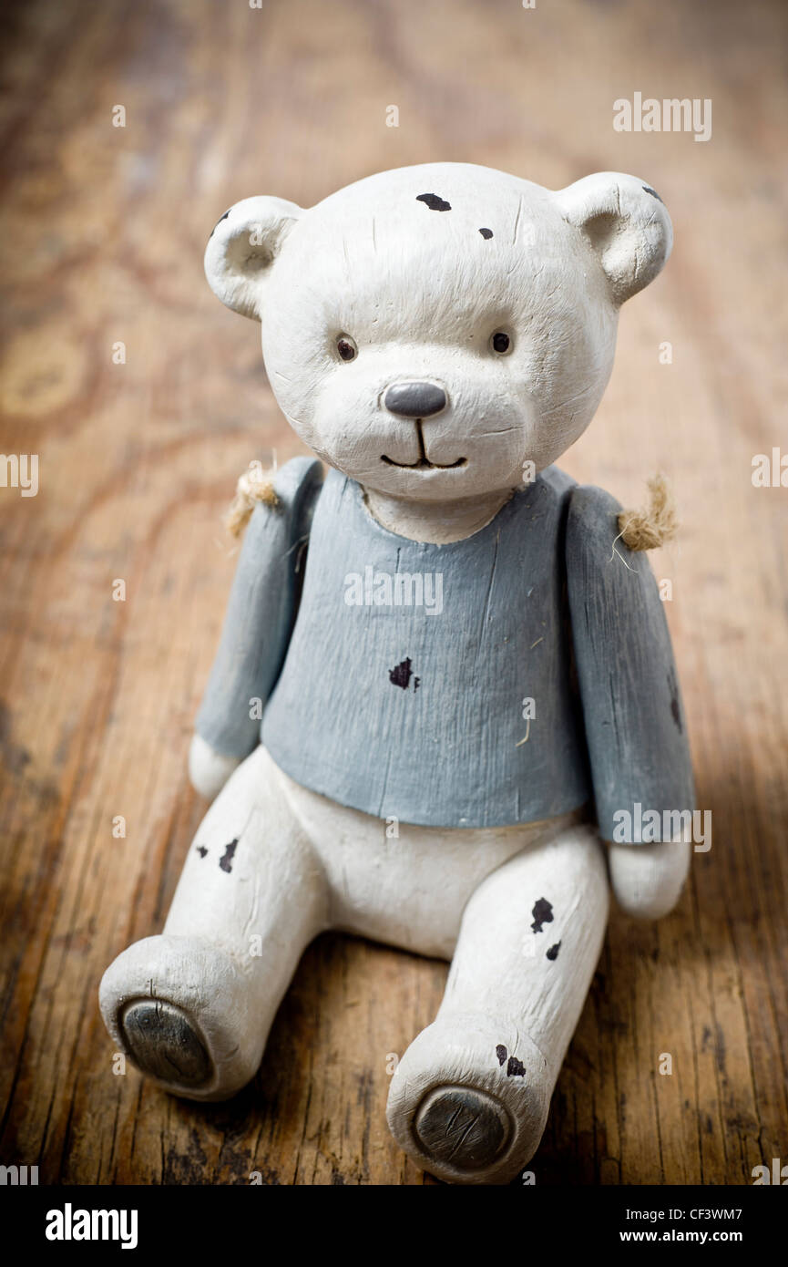 vintage wooden toy bear Stock Photo