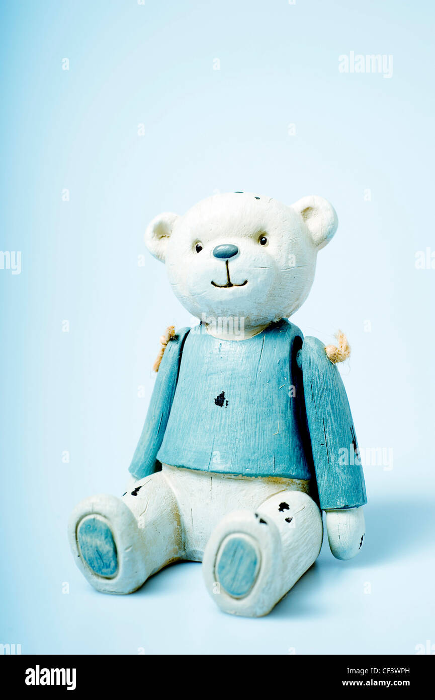 vintage wooden toy bear Stock Photo