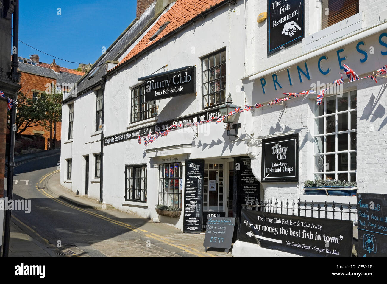 The famous Tunny Club Fish Bar & Cafe off Sandside. Stock Photo