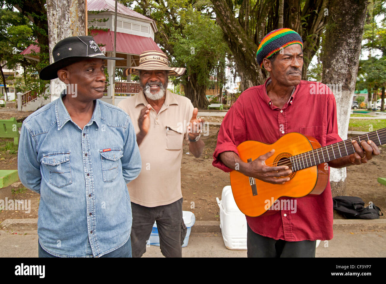 street musician Calypso Joe with guitar, Bocas del Toro, Panama, Central America Stock Photo