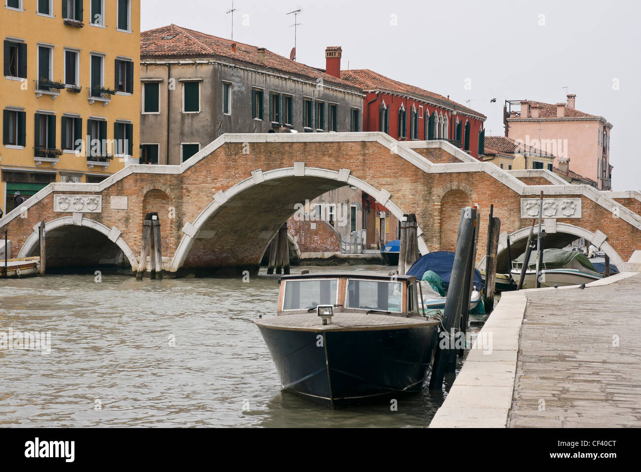 Ponte dei Tre Archi three arches bridge in Cannaregio district