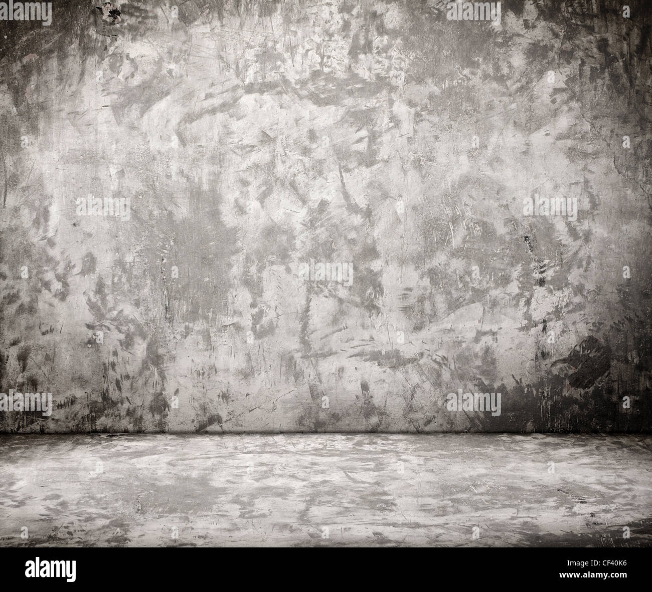 empty room with grunge concrete wall and cement floor Stock Photo
