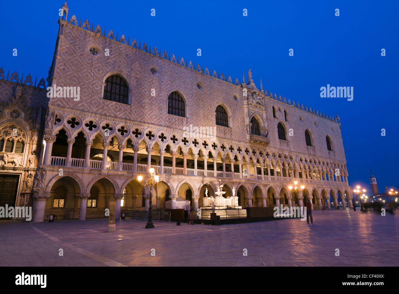Palazzo Ducale (Doges Palace) at dusk - Venice, Venezia, Italy, Europe Stock Photo