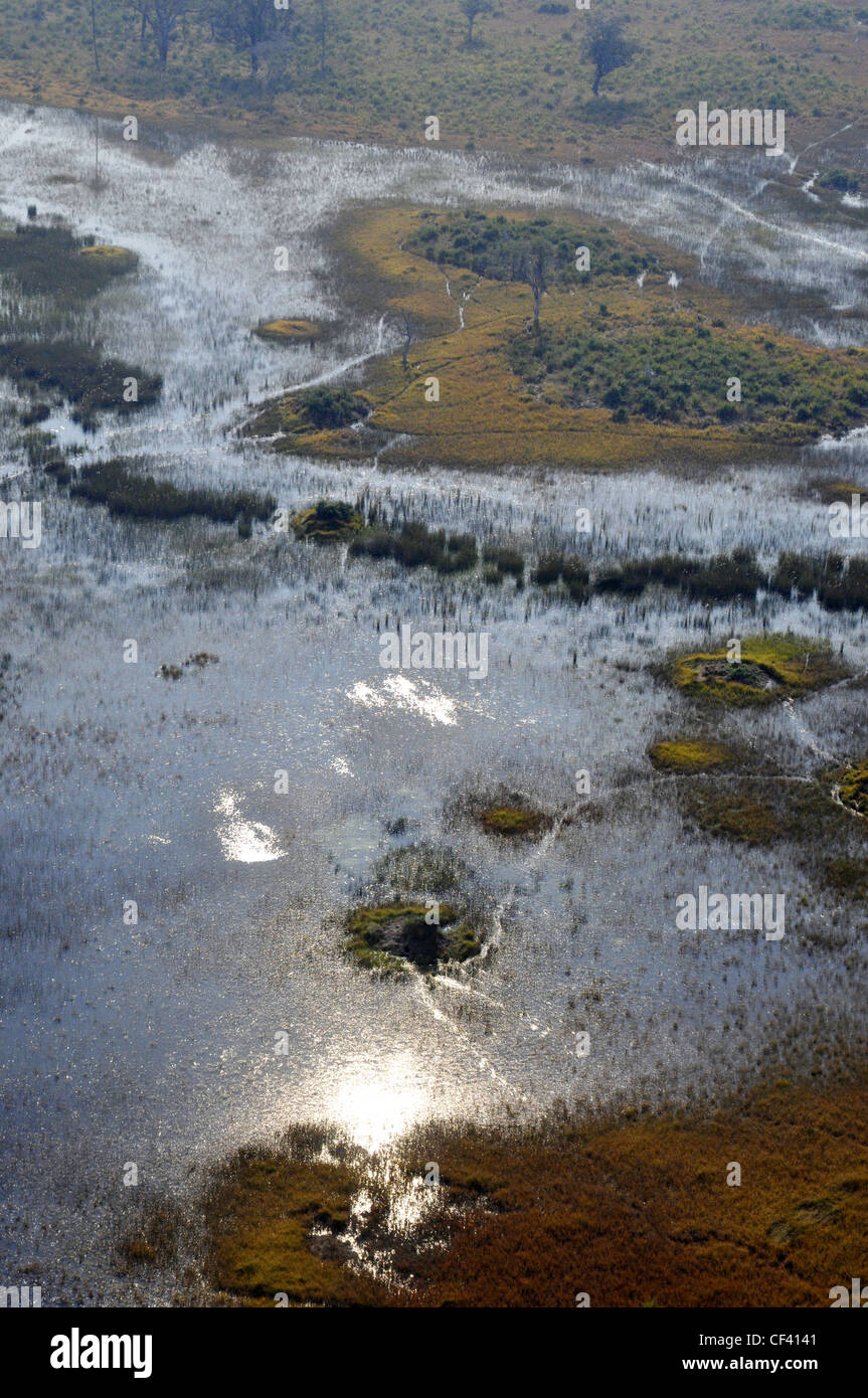 Aerial views of Okavango Delta Stock Photo