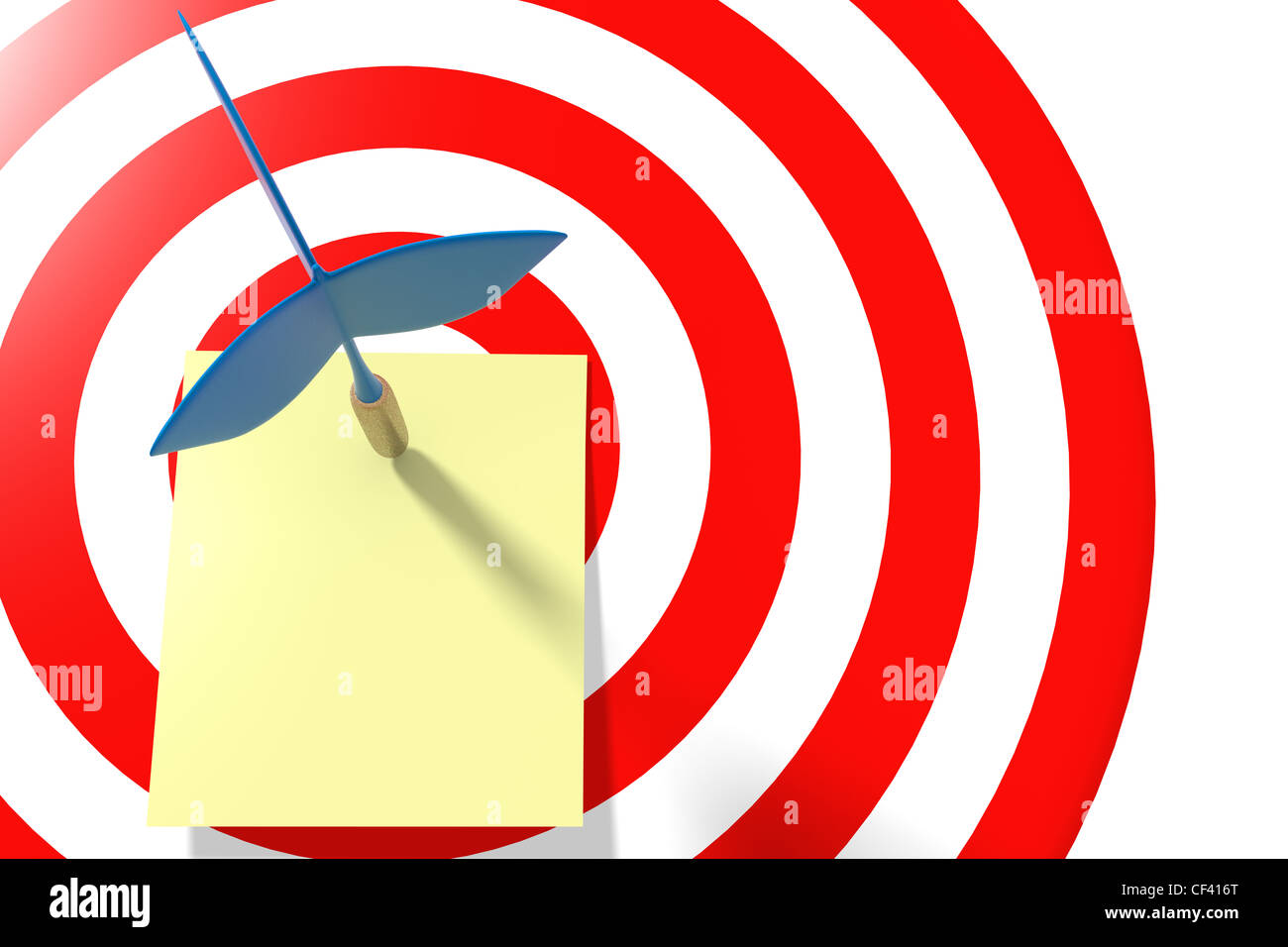 Sheet of paper pinned to the target dart Stock Photo Alamy