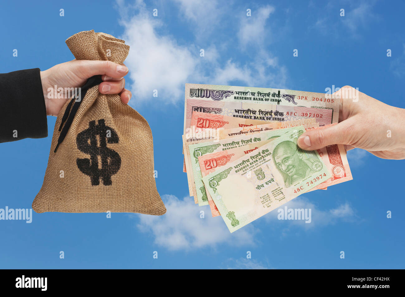 Rupee dollar hi-res stock photography and images - Alamy
