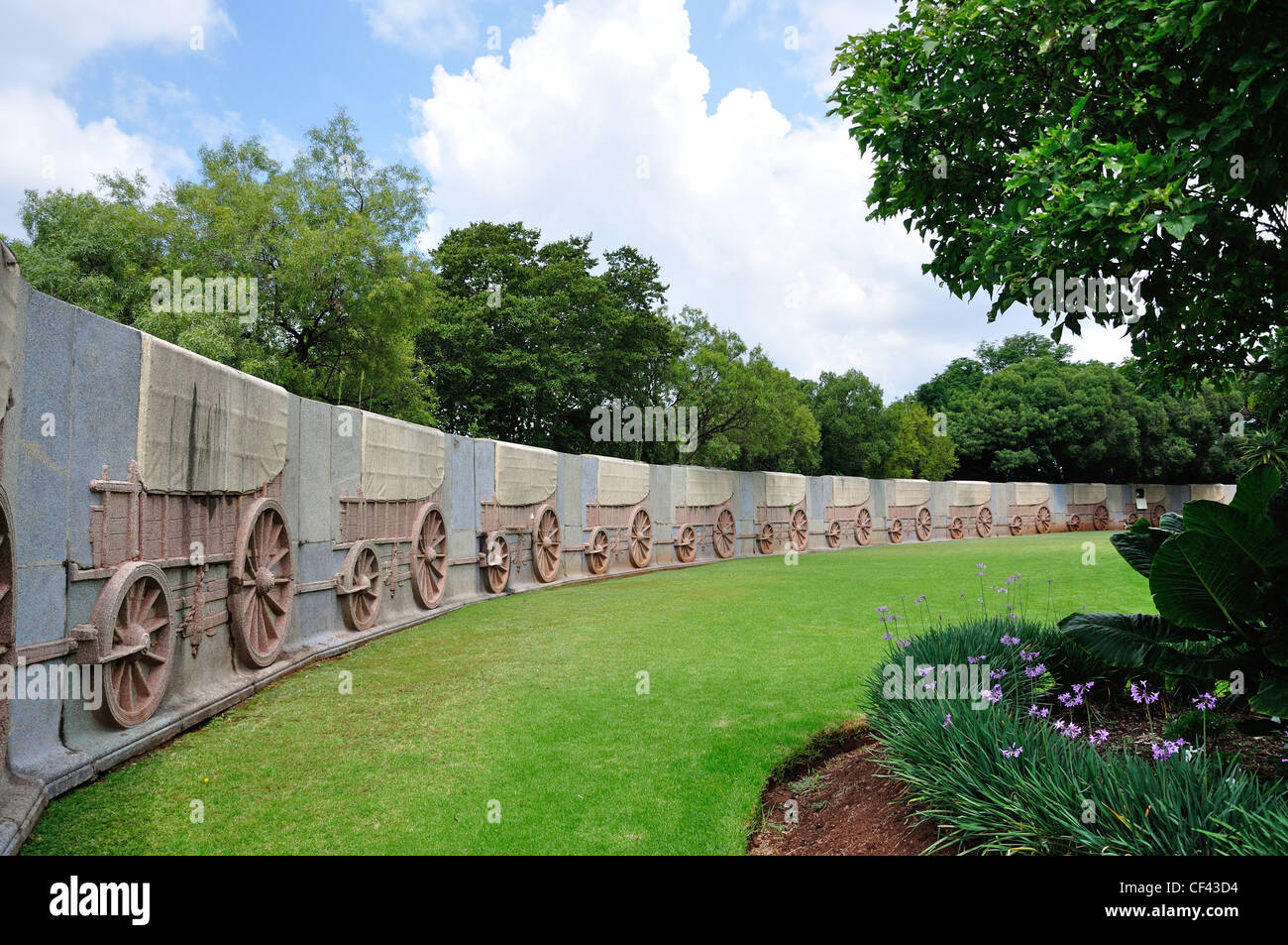 The wagon laager wall at The Voortrekker Monument, Pretoria, Gauteng Province, Republic of South Africa Stock Photo
