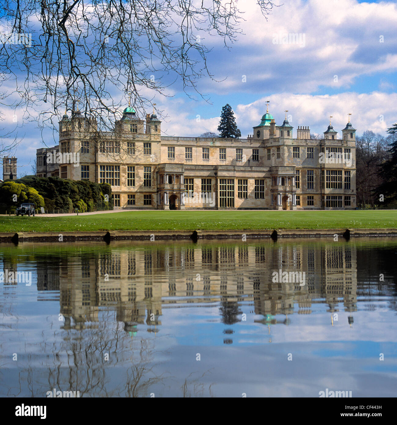 Audley End reflected in water. Stock Photo