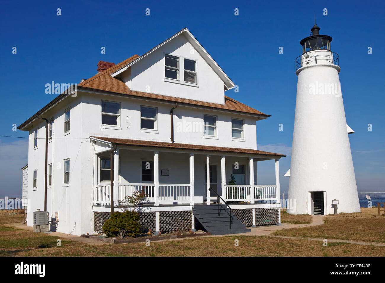 The Cove Point Light and the keepers’ residence, Cove Point, Maryland. Stock Photo
