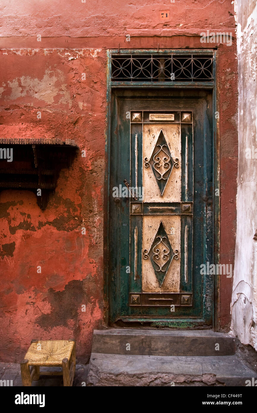 A traditional Riad door in Marrakech, Morocco Stock Photo