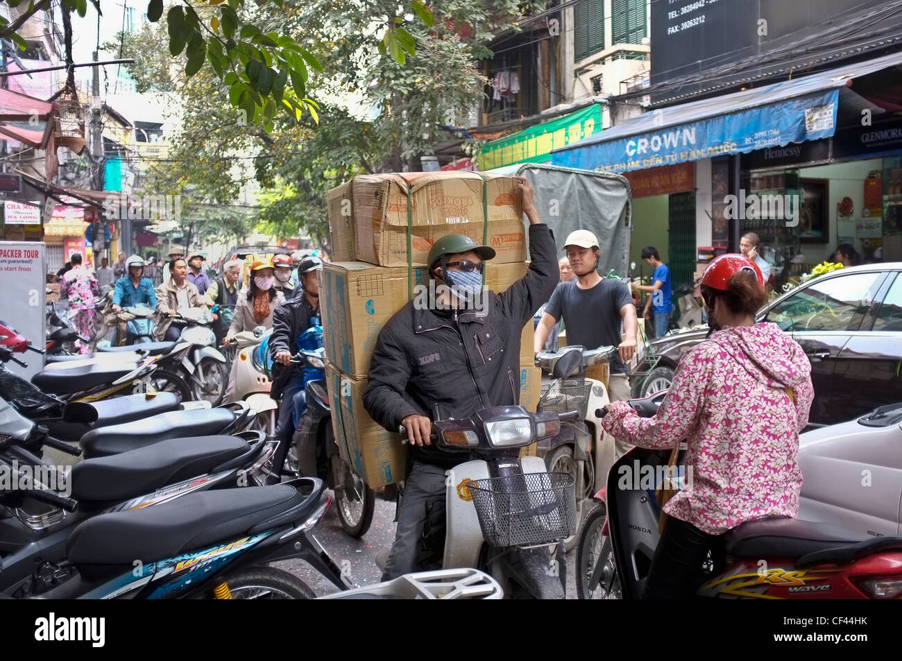 Moped delivery, traffic jam, Hanoi, Vietnam Stock Photo Alamy