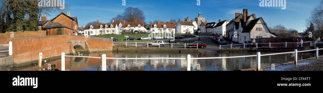 Panoramic view of Finchingfield. It is famed for being the most photographed village in England, replete with village green and Stock Photo