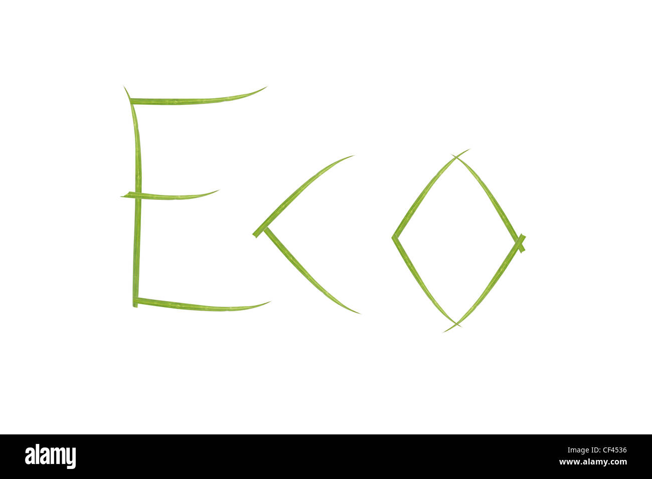 Grass spelling eco on white Stock Photo