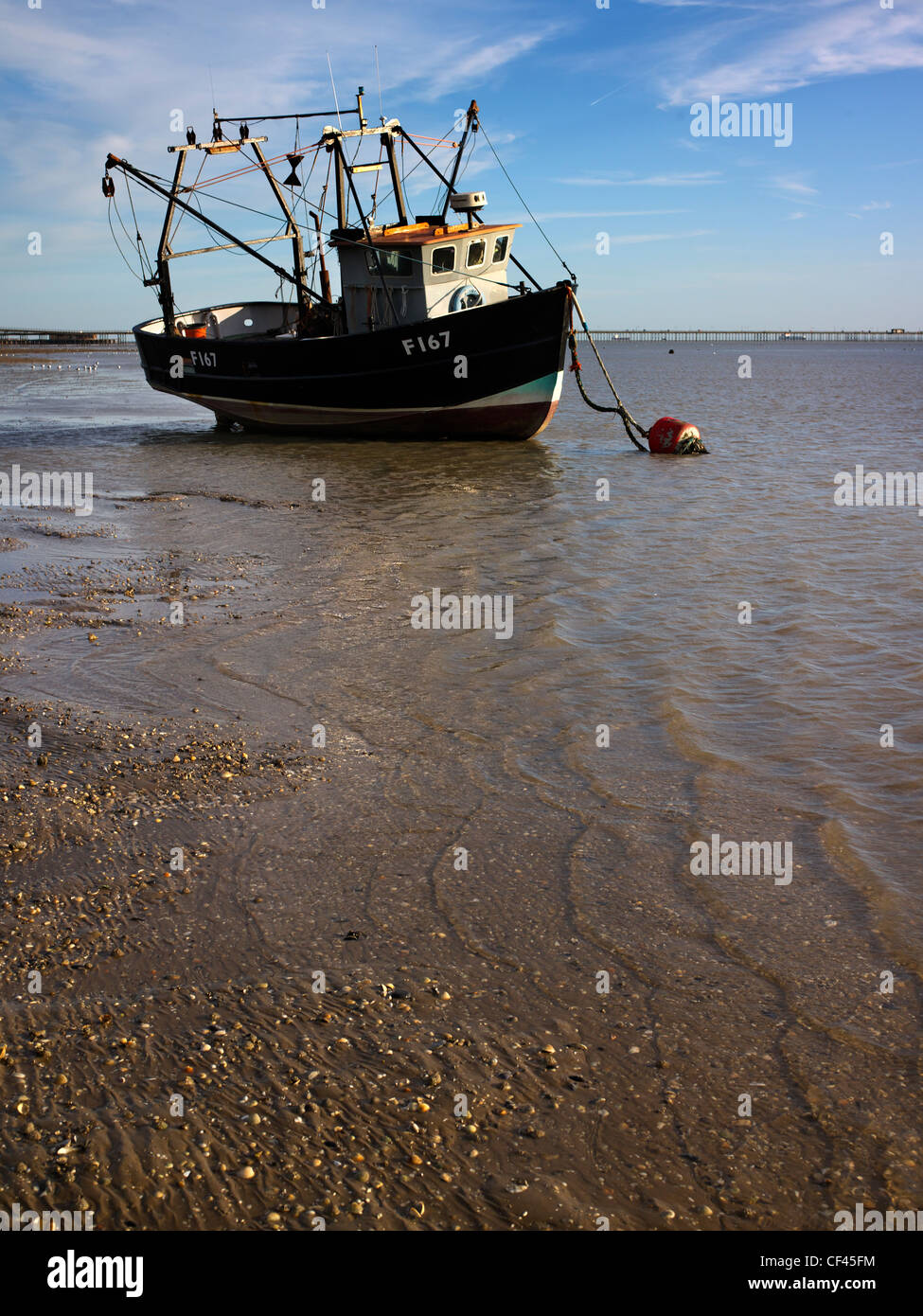 The Hornet at low tide off Southend beach. Originally the south end of the village of Prittlewell, Southend became a popular sea Stock Photo