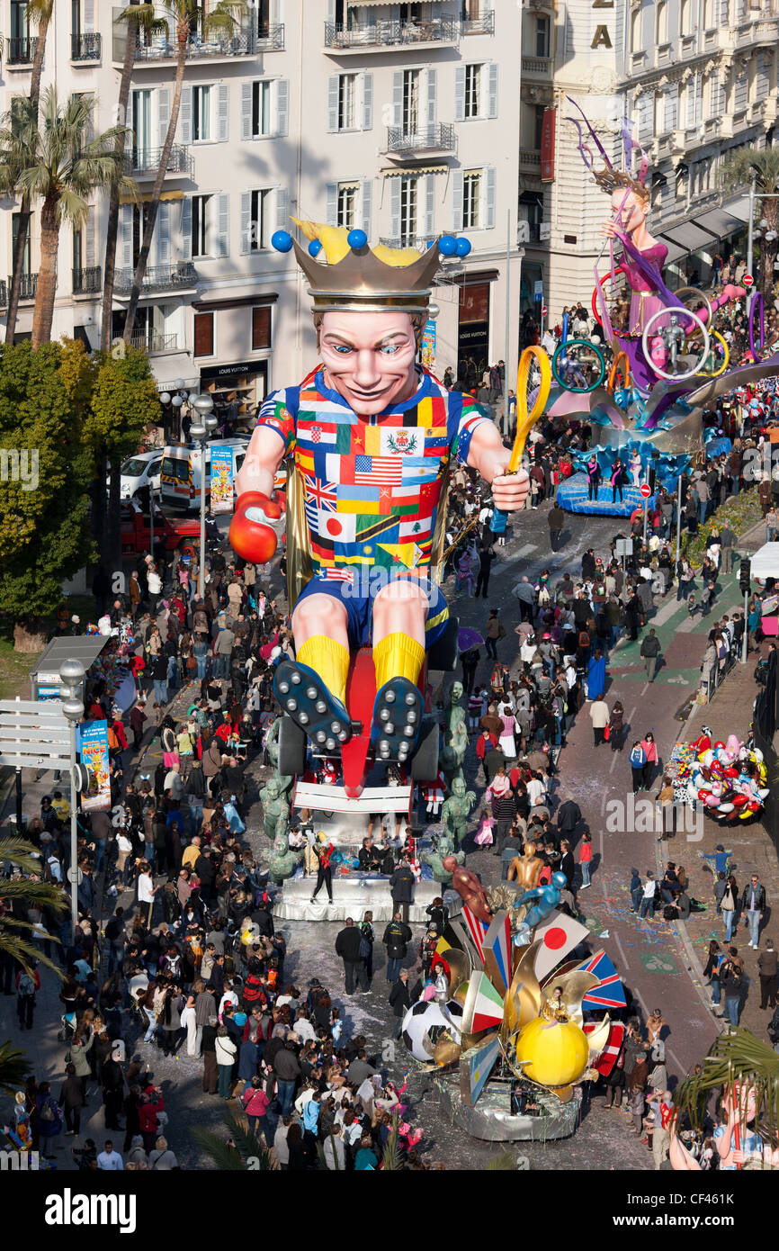 The King at the carnival parade of Nice in 2012. Nice, French Riviera, France. Stock Photo