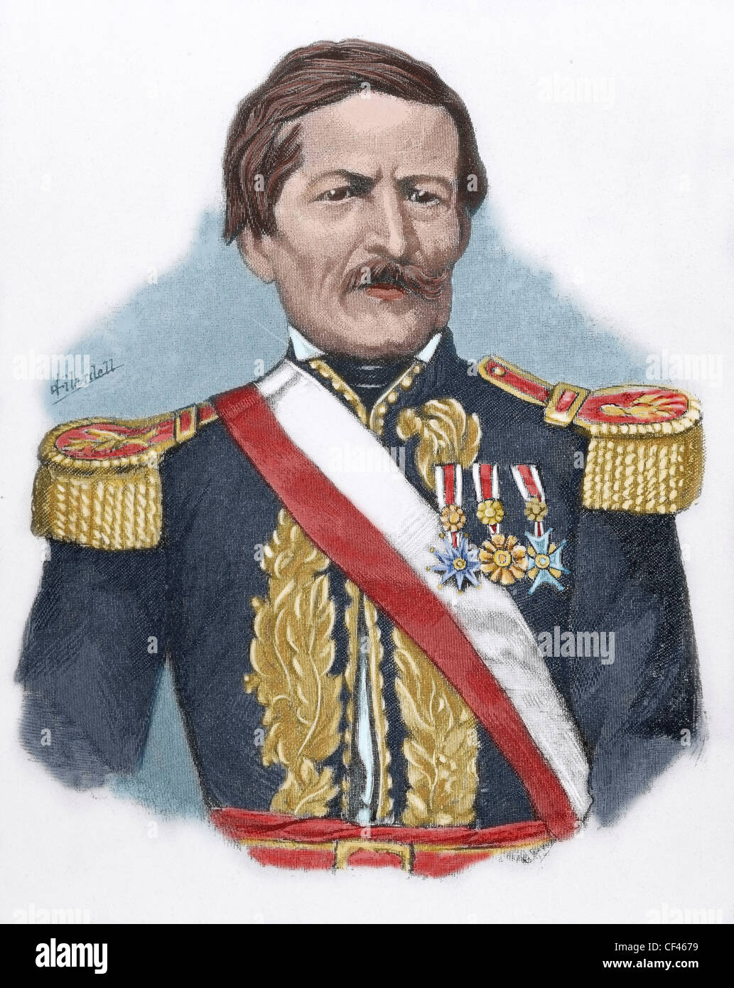Ramon Castilla y Marquesado (1797-1867). Peruvian caudillo and President of Peru four times. Portrait. Stock Photo