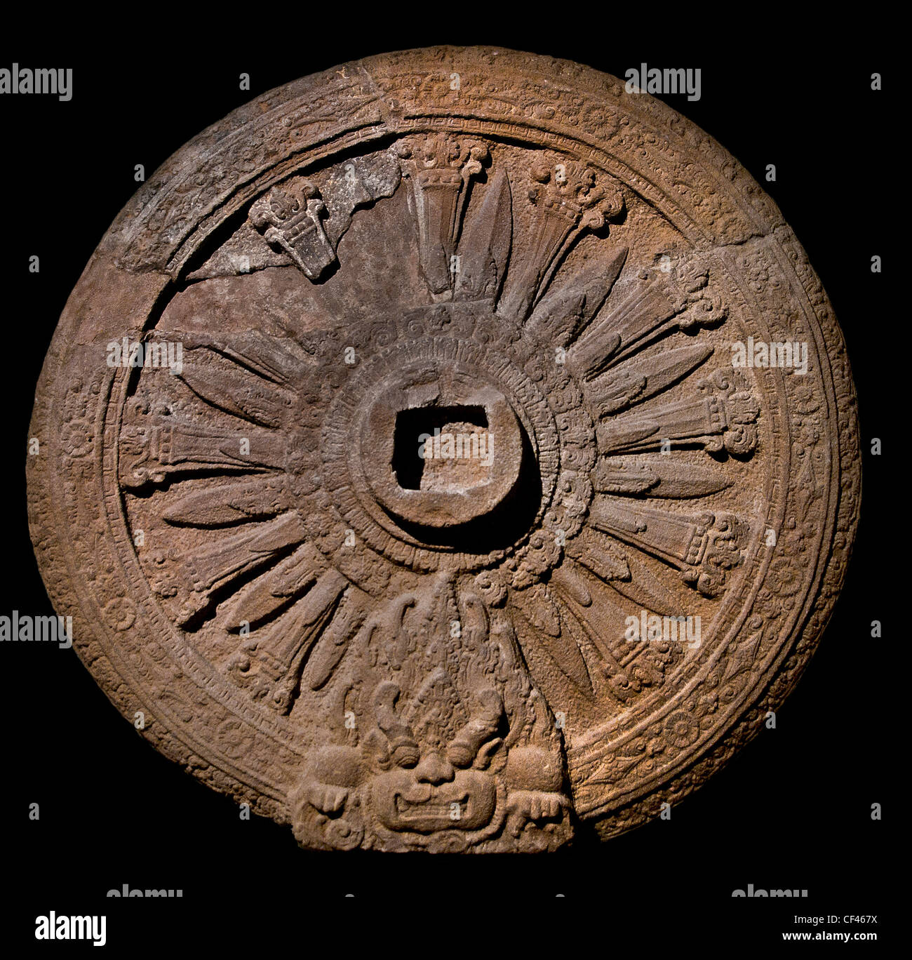 Dharmacakra wheel Dvaravati art 8th - 9th  century Thailand Thai Stock Photo