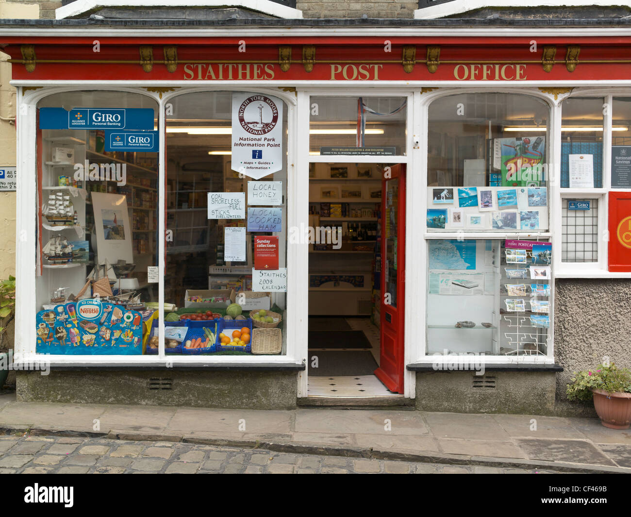 Exterior view of Staithes Post Office. Stock Photo