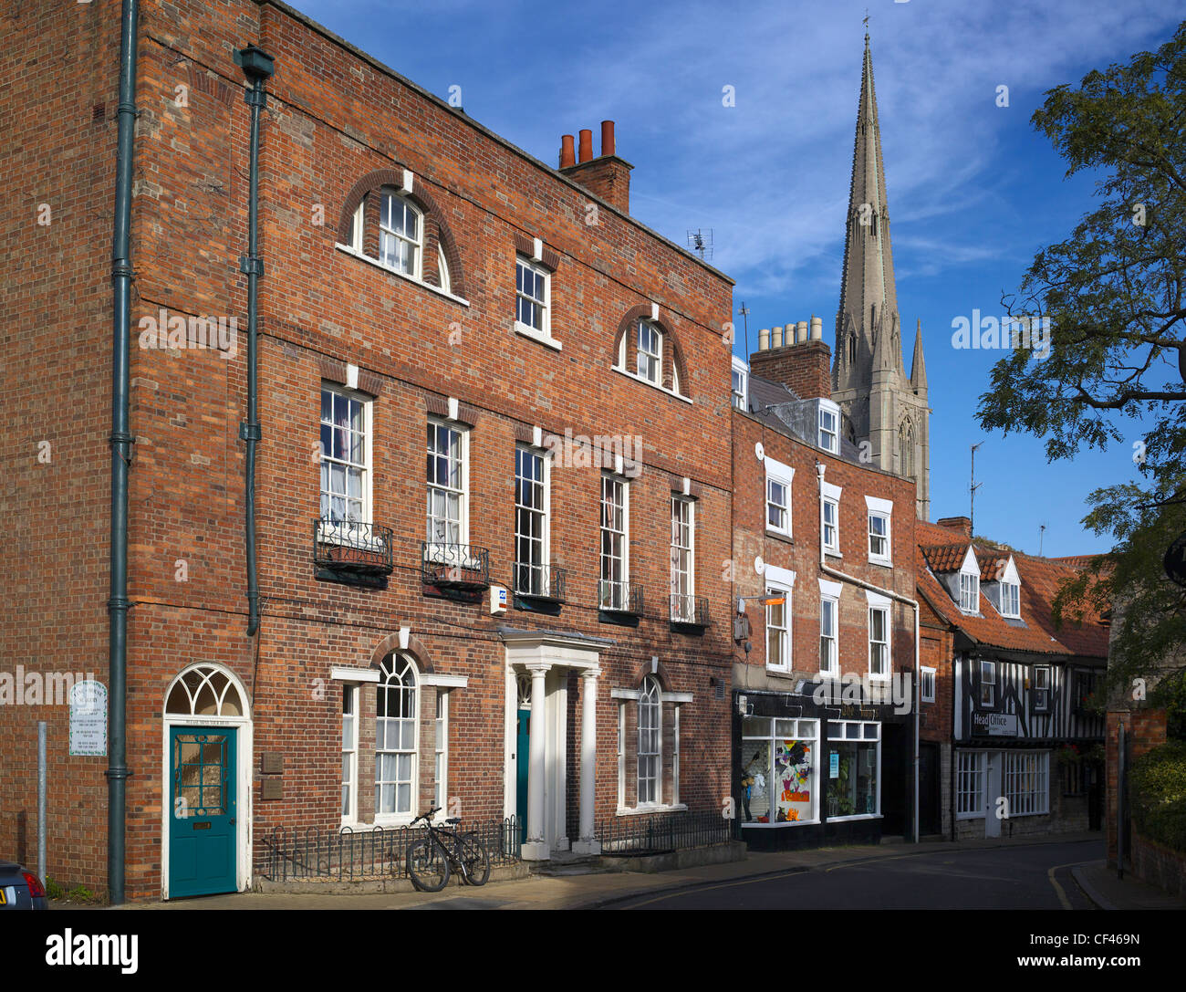 A view along Vine Street in Grantham.  Grantham is the birth place of former British Prime Minister Margaret Thatcher. Stock Photo