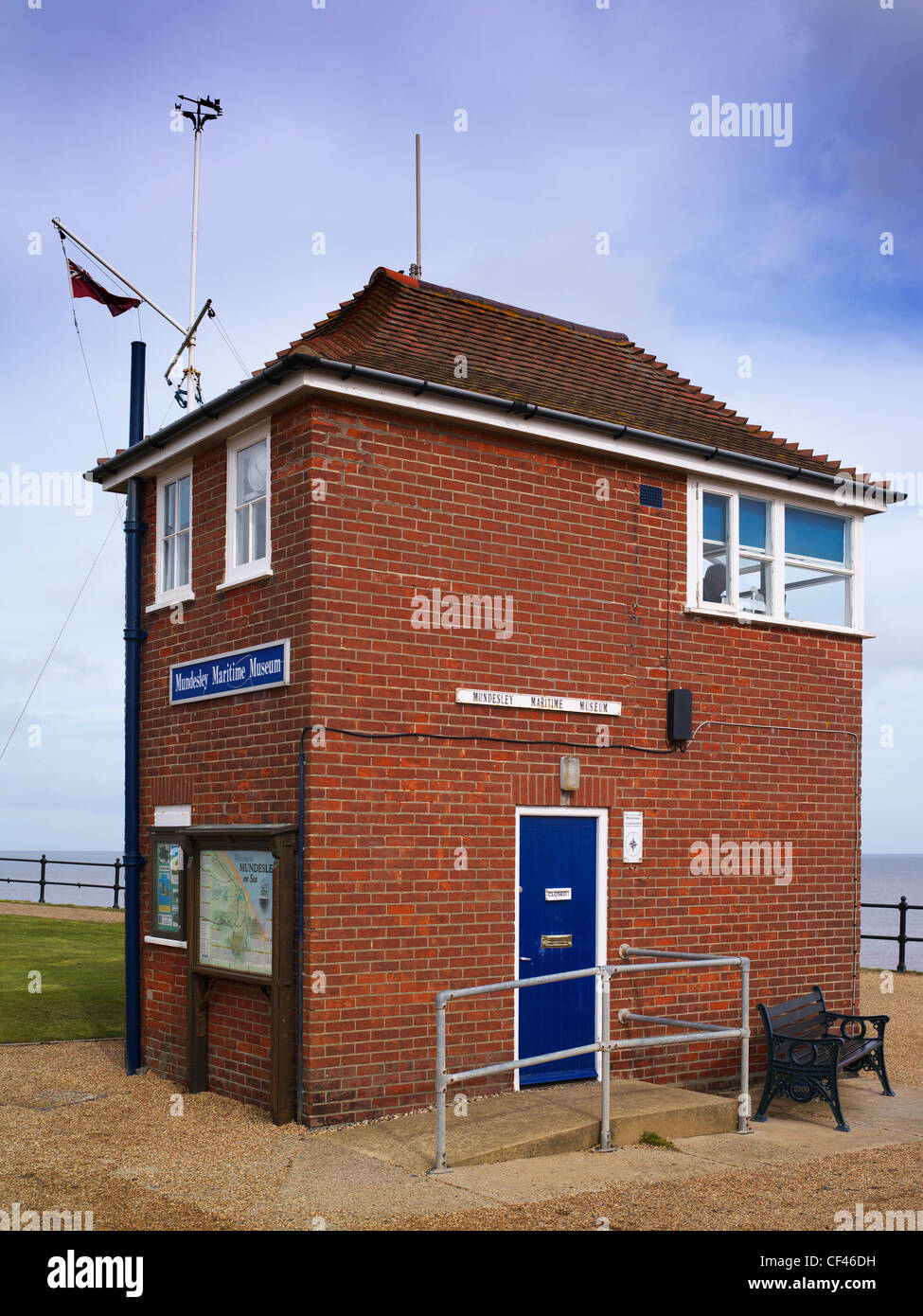 A view of Mundesley Maritime Museum. Situated in the former Coastguard lookout, the museum exhibits include the village past and Stock Photo
