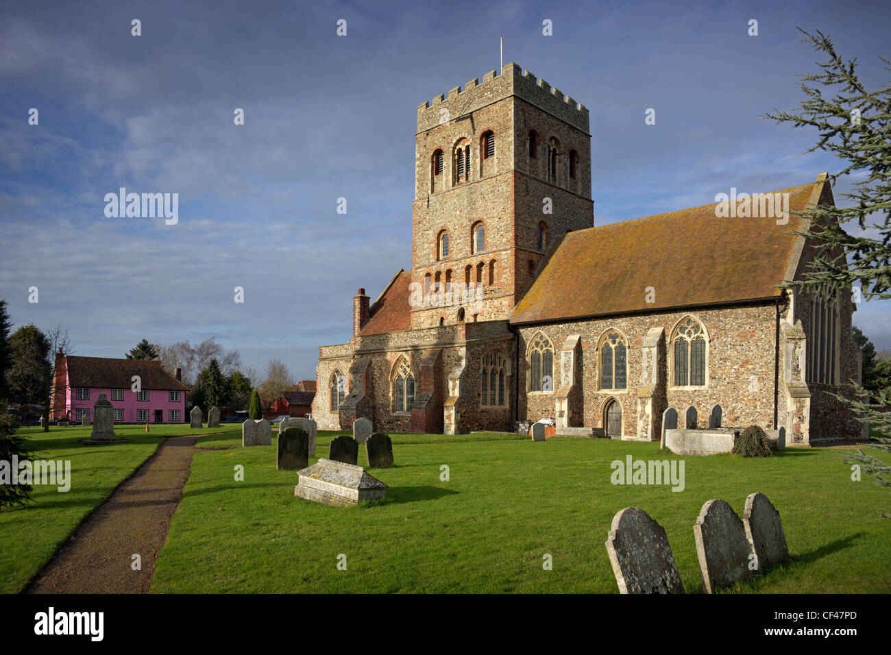Exterior of St Barnabas church in Great Tey. Stock Photo