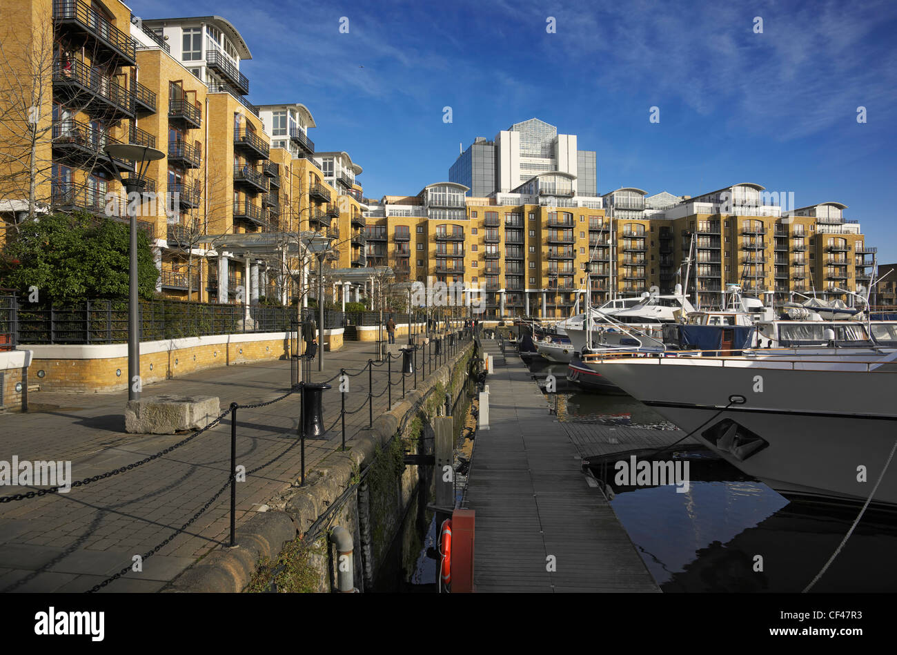 The City Quays residential development in St Katharine Docks. Stock Photo