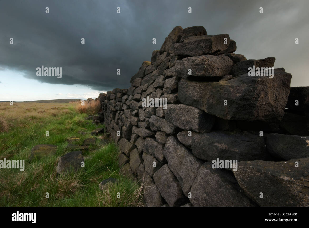A dry stone wall near Stannage Edge Stock Photo
