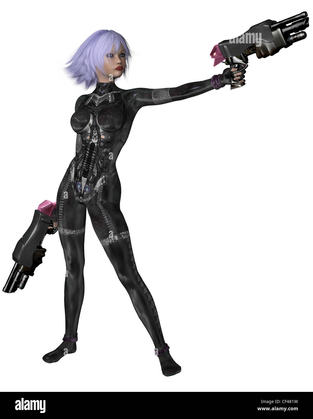 Science Fiction Catsuit Girl Shooting Stock Photo