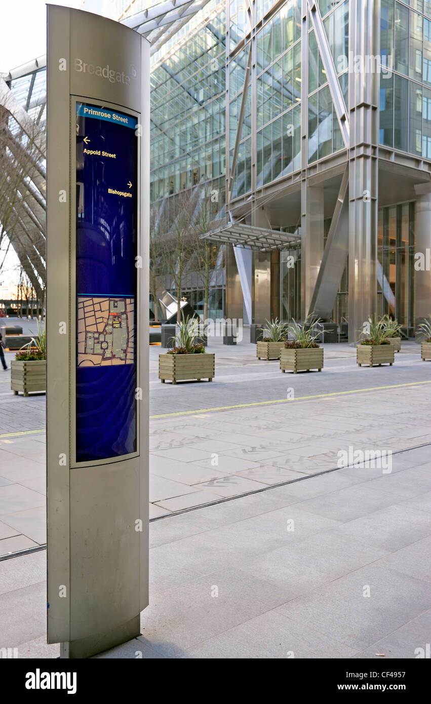 Primrose Street sign in front of 201 Bishopsgate. Stock Photo