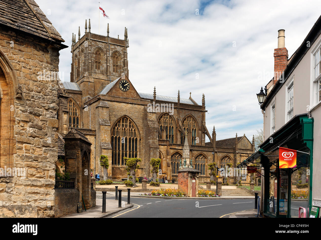 St Mary the Virgin, also known as Sherborne Abbey from Half Moon Street. Stock Photo