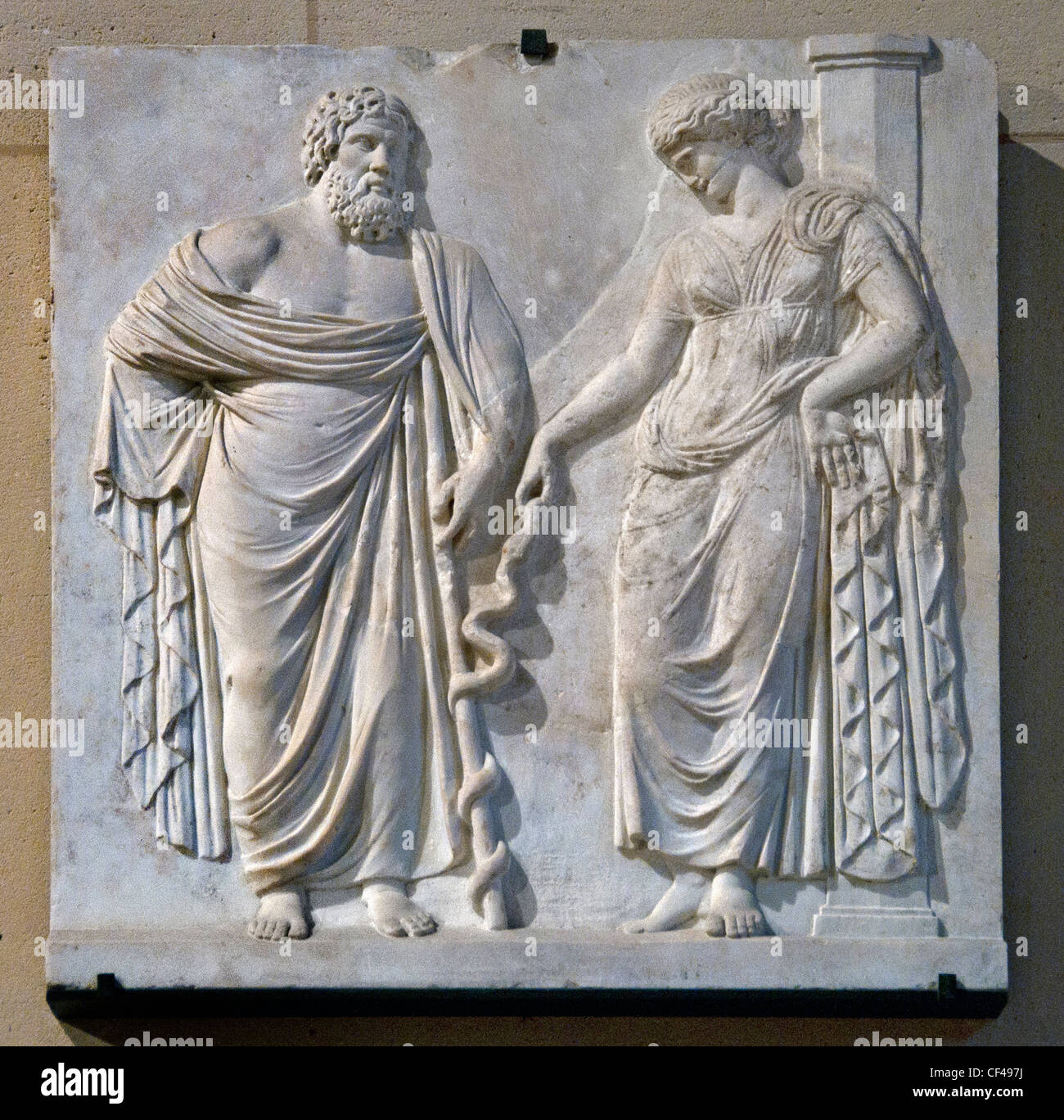 Asclepius and Hygeia 1st - 2nd cent AD Roman  Albani collection Stock Photo