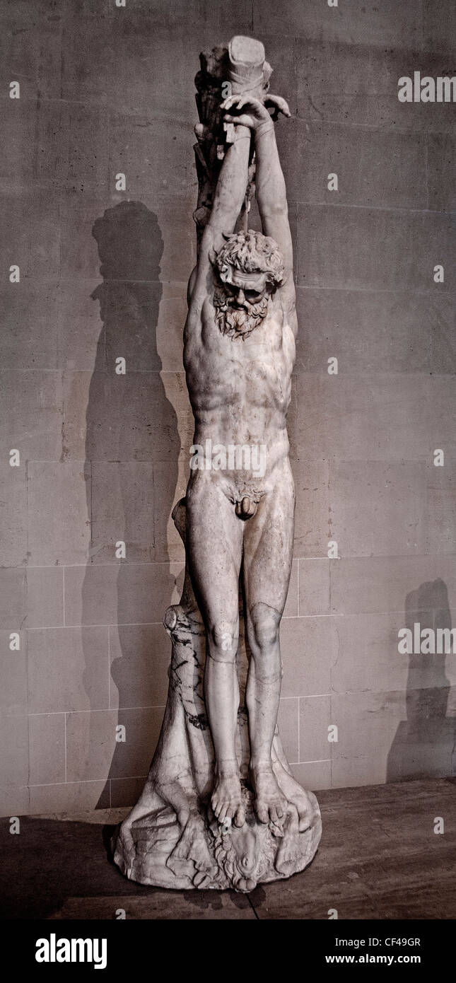 Le Supplice or the Torment of Marsyas  1 -2 Cent AD Hanging  Roman copy after Greek original 3 cent AD Stock Photo
