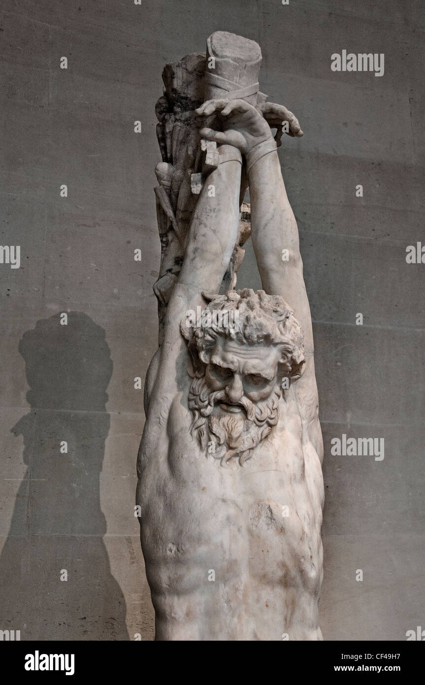 Le Supplice or the Torment of Marsyas  1 -2 Cent AD Hanging  Roman copy after Greek original 3 cent AD Stock Photo