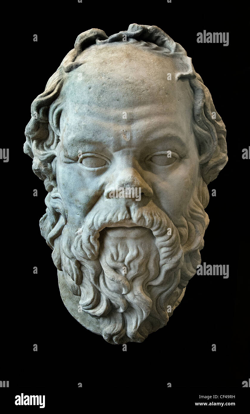 Philosopher Socrates Marble Roman 1st century AD copy of a lost bronze statue made by Lysippos Greek Greece Stock Photo