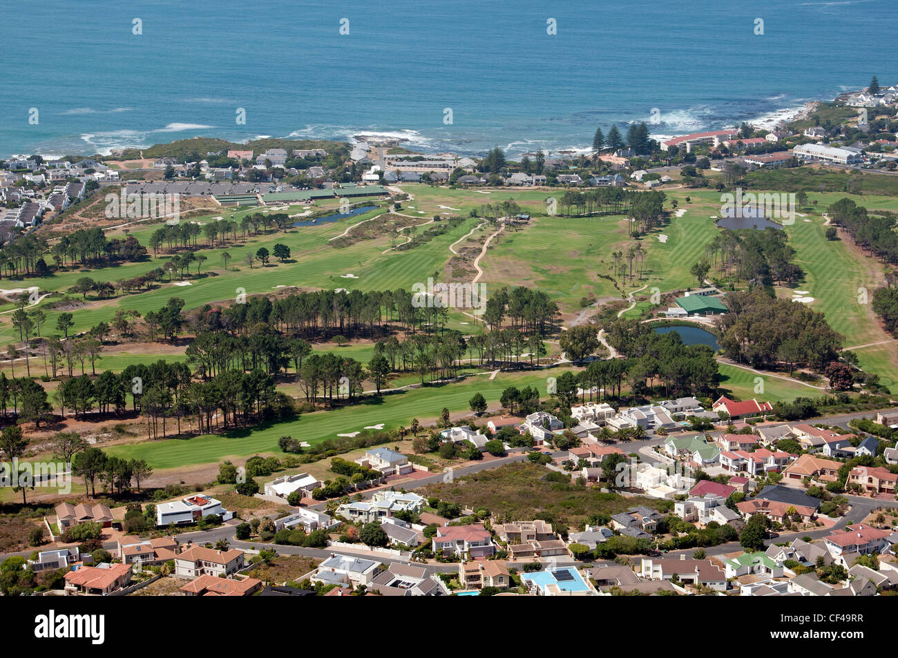 Overview of  Hermanus Golf Course at Hermanus Western Cape South Africa Stock Photo